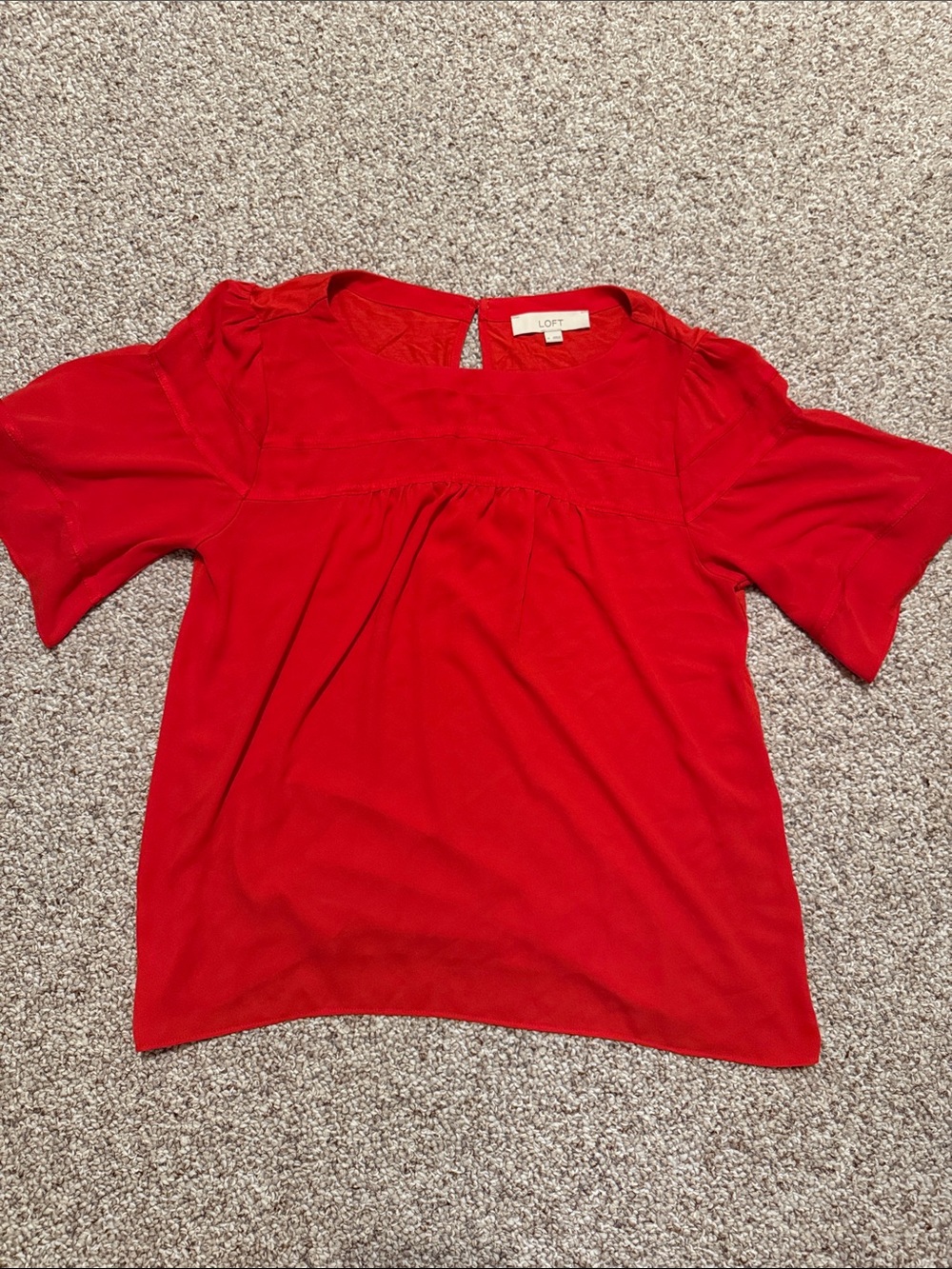 LOFT Vibrant Red Flutter Sleeve Top